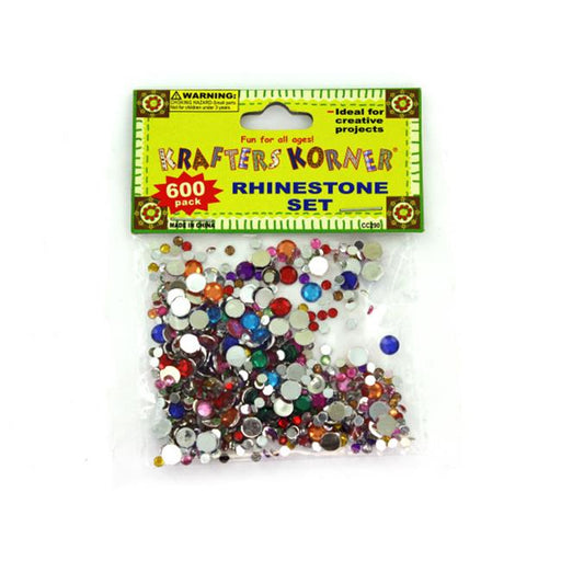 600 piece rhinestone set -assorted colors - Pack of 50