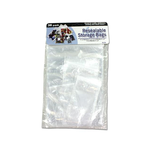 Bulk Buys GL036-24 Transparent Plastic Resealable Storage Bags - Pack of 24