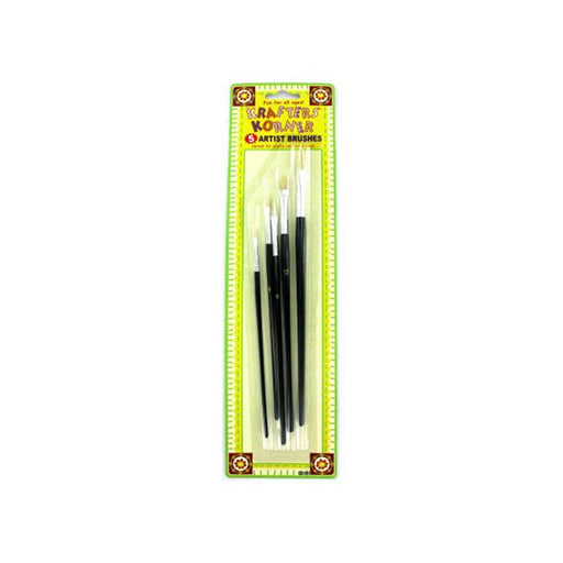Bulk Buys GO061-24 5 Piece Craft Black Artist Paint Brush - 24 Packs