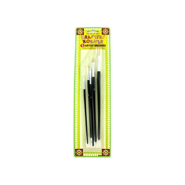 Bulk Buys GO061-48 5 Piece Black Artist Brushes - Pack of 48