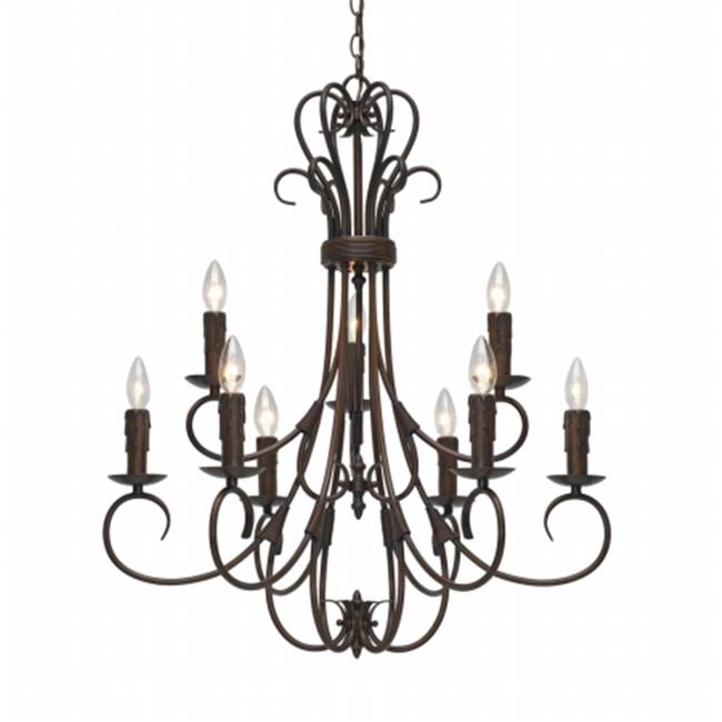 Golden Lighting 8606-CN9 RBZ Homestead Rubbed Bronze 9 Light Candelabra Chandelier