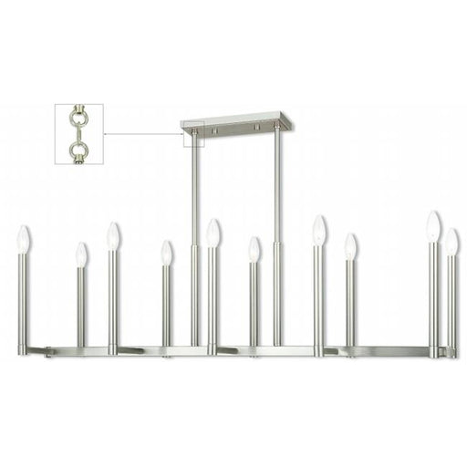 Alpine 40259-91 Brushed Nickel Linear Chandelier Light&#44; 18.5 - 48.5 x 16 in.