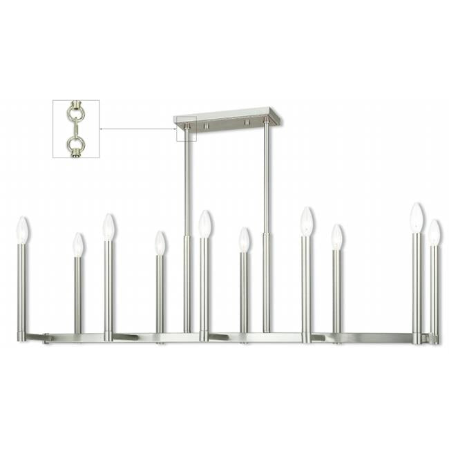 Alpine 40259-91 Brushed Nickel Linear Chandelier Light&#44; 18.5 - 48.5 x 16 in.