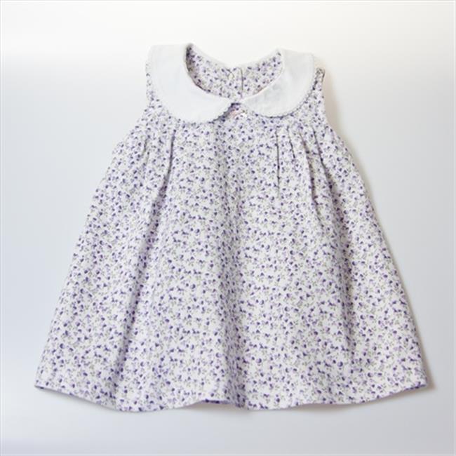 Little Ashkim BGCDRESS1218 Peter Pan Collar Girl Dress - White With Flower Prints&#44; 12 -18 Months