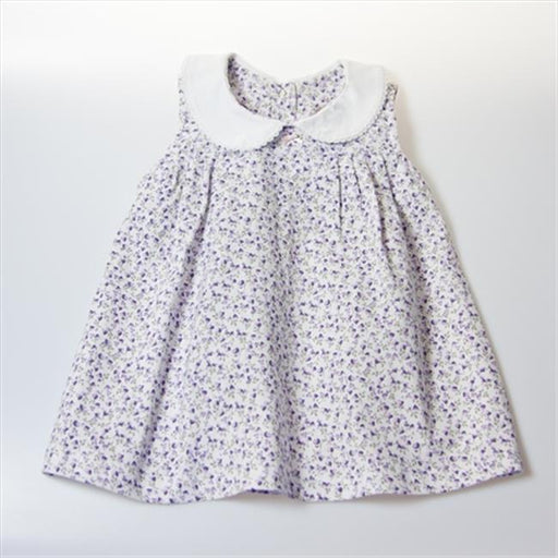 Little Ashkim BGCDRESS1824 Peter Pan Collar Girl Dress - White With Flower Prints&#44; 18-24 Months