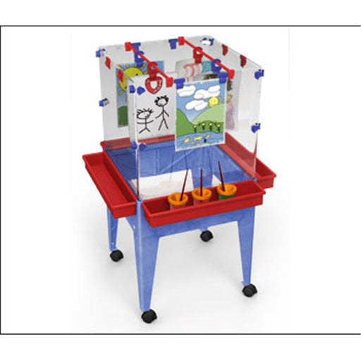 Manta Ray S13870 Youth 4 Station Space Saver Easel with 9 in. deep clear tub