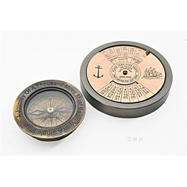 Old Modern Handicrafts AK034 100 Year Calendar & Compass Quote&#44; Set of 2