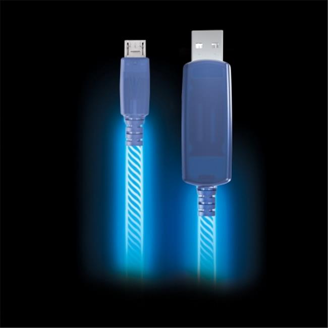 Electroluminescent Visual Light Charge & Sync Micro USB Cable&#44; Blue
