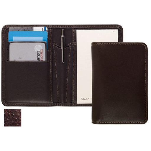 Raika AN 128 BROWN 3.5in. x 4.5in. Leather Card Note Taker Case with Pen - Brown