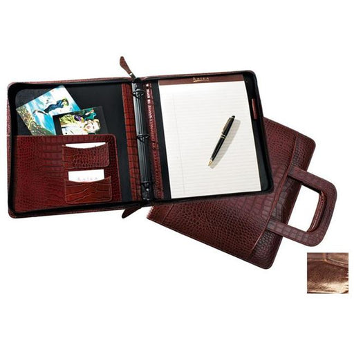 Raika NI 179 BROWN Ring Zipper Binder with Handle - Brown