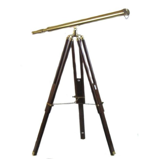 EcWorld Enterprises 8810684RB Antique Replica Brass Telescope With Wood Tripod Floor Stand