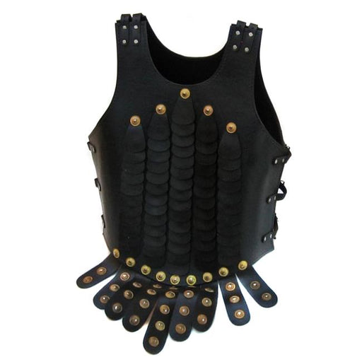 EcWorld Enterprises 8880713 Replica Display Roman Legion Leather Lorica Squamata Breast Armor With Pteruges - Black