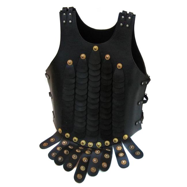 EcWorld Enterprises 8880713 Replica Display Roman Legion Leather Lorica Squamata Breast Armor With Pteruges - Black