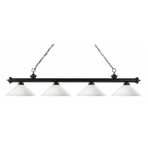 Z-Lite 200-4BRZ-AMO14- 4 Light Billiard Light Bronze Steel  Glass