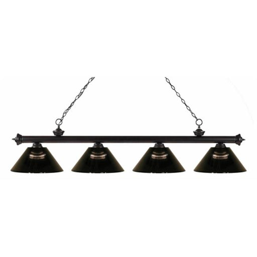 Z-Lite 200-4BRZ-ARS- 4 Light Billiard Light Bronze Steel  Acrylic