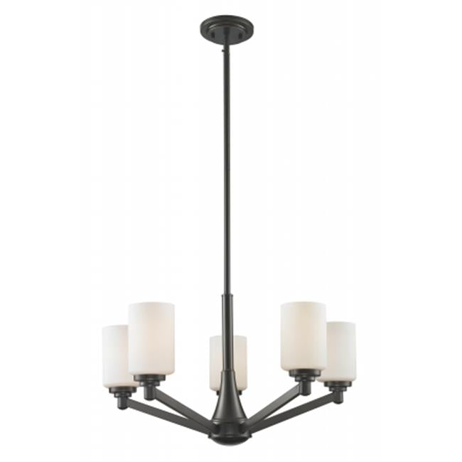 Z-Lite 411-5- 5 Light Chandelier Coppery Bronze Steel  Glass