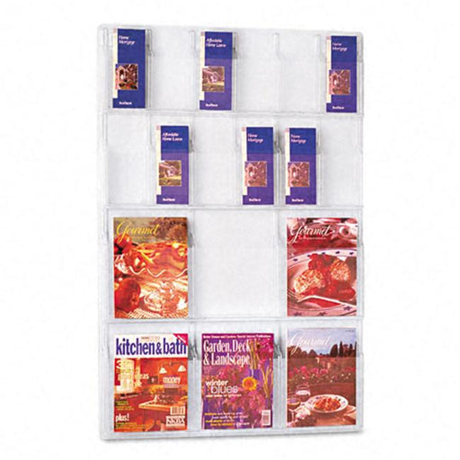 Safco 5600CL 6 Magazine and 12 Pamphlet Reveal Display in Clear