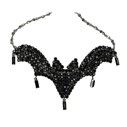 Sunnywood 4016 Gun Metal And Rhinestone Bat Necklace