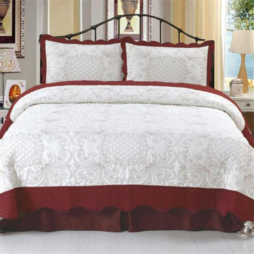 Lavish Home Juliette Embroidered Quilt 3 Pc Set - Full-Queen