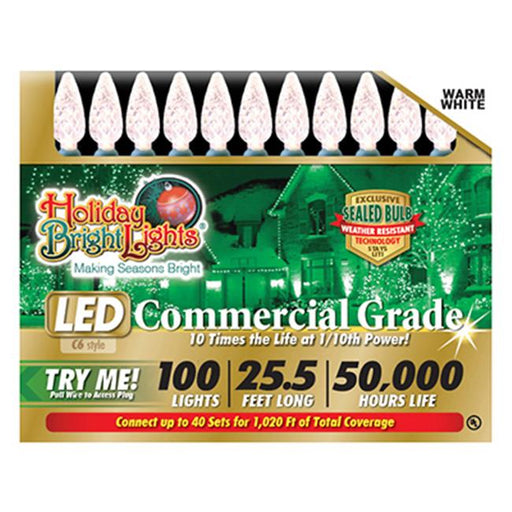 Holiday Bright Lights LEDBX-C6100-WW 100Light WW C6 LED Light Set