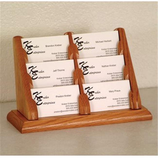 Wooden Mallet BCC2-6MO 6 Pocket Countertop Business Card Holder in Medium Oak