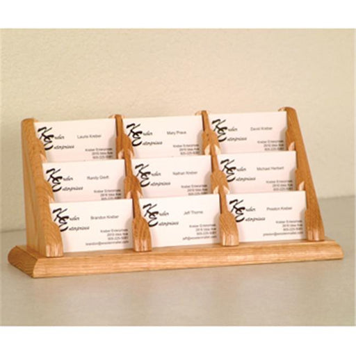 Wooden Mallet BCC3-9LO 9 Pocket Countertop Business Card Holder in Light Oak