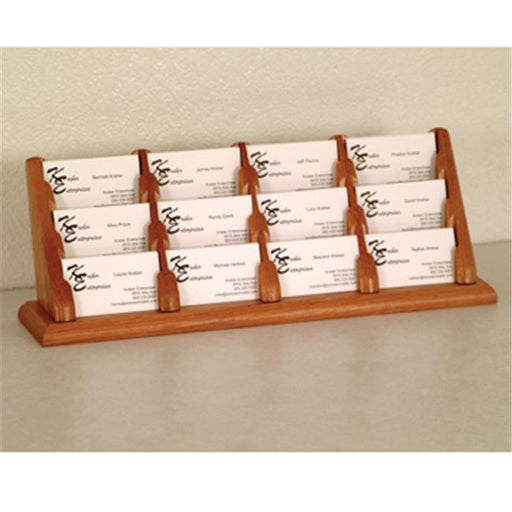 Wooden Mallet BCC4-12MO 12 Pocket Countertop Business Card Holder in Medium Oak