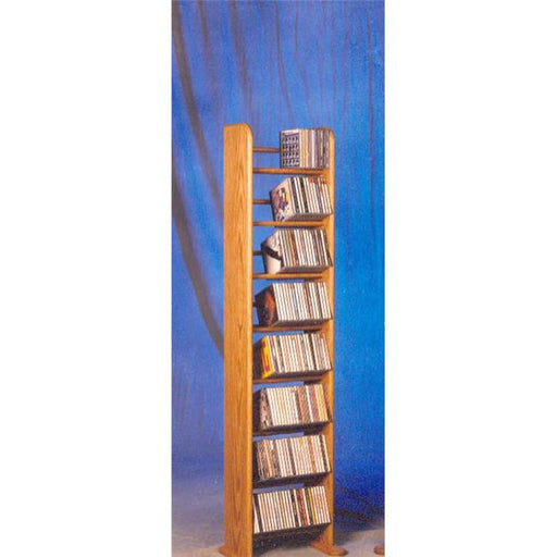 Solid Oak 8 Row Dowel Tower CD Rack