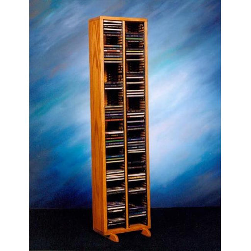Solid Oak Tower for CDs - Individual Locking Slots