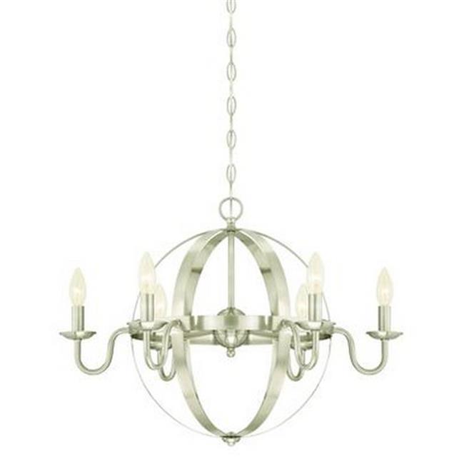 Westinghouse 6303100 Brixton Six Light Indoor Chandelier&#44; Brushed Nickel