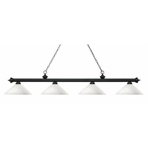 Zlite 200-4MB-AMO14 4 Light Island&#44; Billiard Light With Angle Mottle Opal Glass Shades