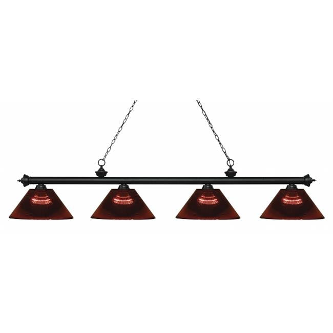 Zlite 200-4MB-ARBG 4 Light Island&#44; Billiard Light With Burgandy Acrylic Shades