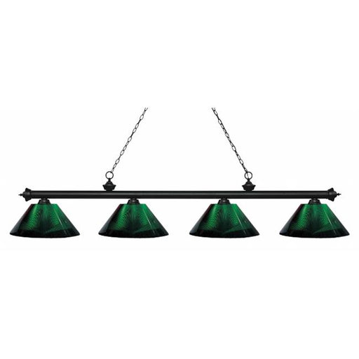 Zlite 200-4MB-ARG 4 Light Island&#44; Billiard Light With Green Acrylic Shades
