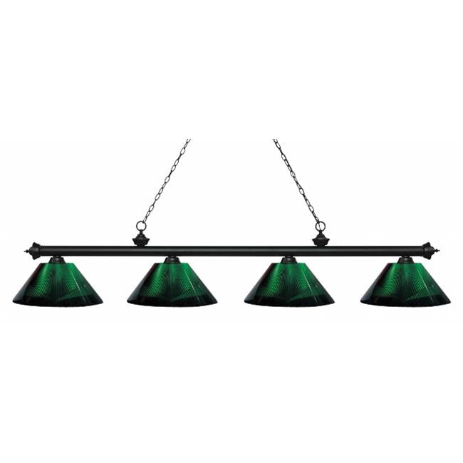 Zlite 200-4MB-ARG 4 Light Island&#44; Billiard Light With Green Acrylic Shades
