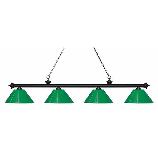 Zlite 200-4MB-PGR 4 Light Island&#44; Billiard Light With Green Plastic Shades