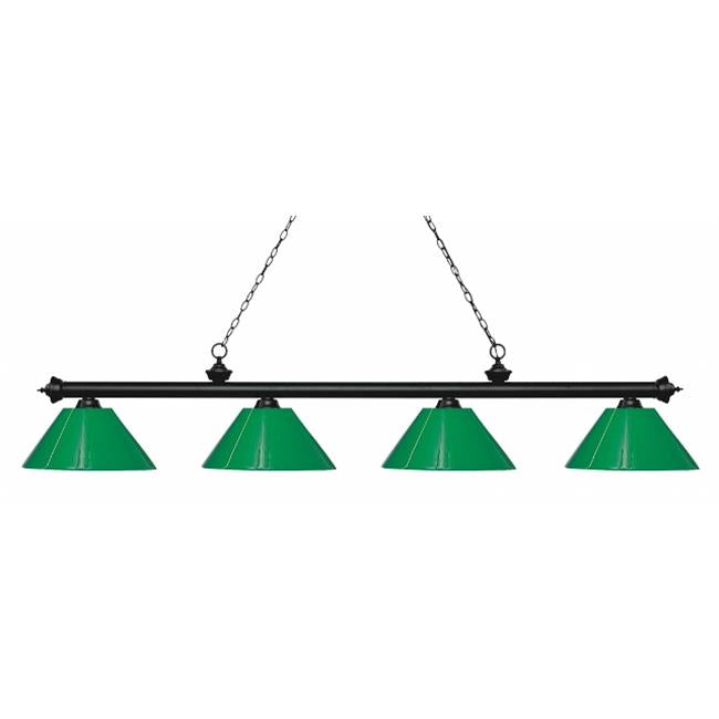 Zlite 200-4MB-PGR 4 Light Island&#44; Billiard Light With Green Plastic Shades