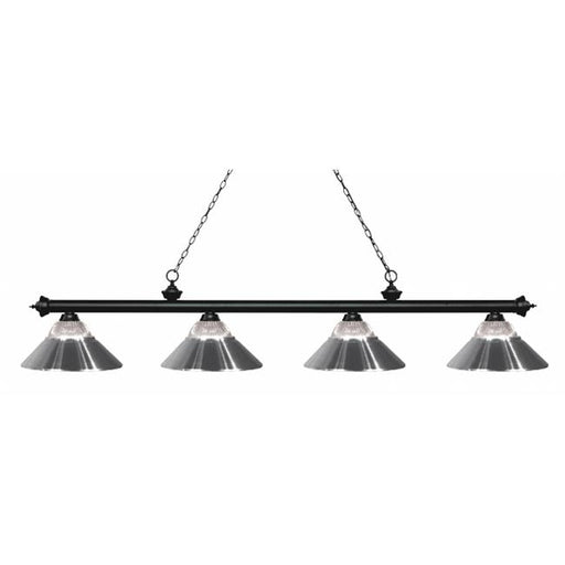 Zlite 200-4MB-RCH 4 Light Island&#44; Billiard Light With Clear Ribbed Glass And Chrome Metal Shades