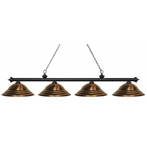 Zlite 200-4MB-SAC 4 Light Island&#44; Billiard Light With Stepped Antique Copper Shades