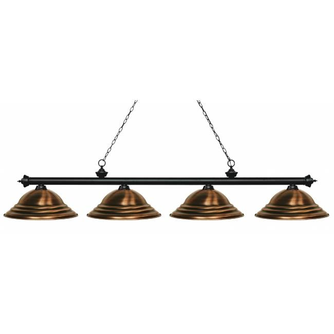 Zlite 200-4MB-SAC 4 Light Island&#44; Billiard Light With Stepped Antique Copper Shades