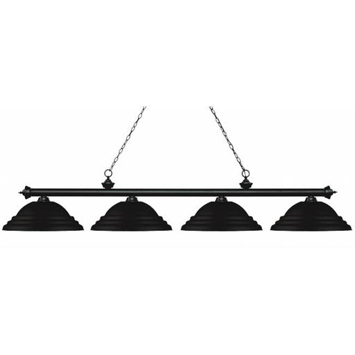 Zlite 200-4MB-SMB 4 Light Island&#44; Billiard Light With Stepped Matte Black Metal Shades