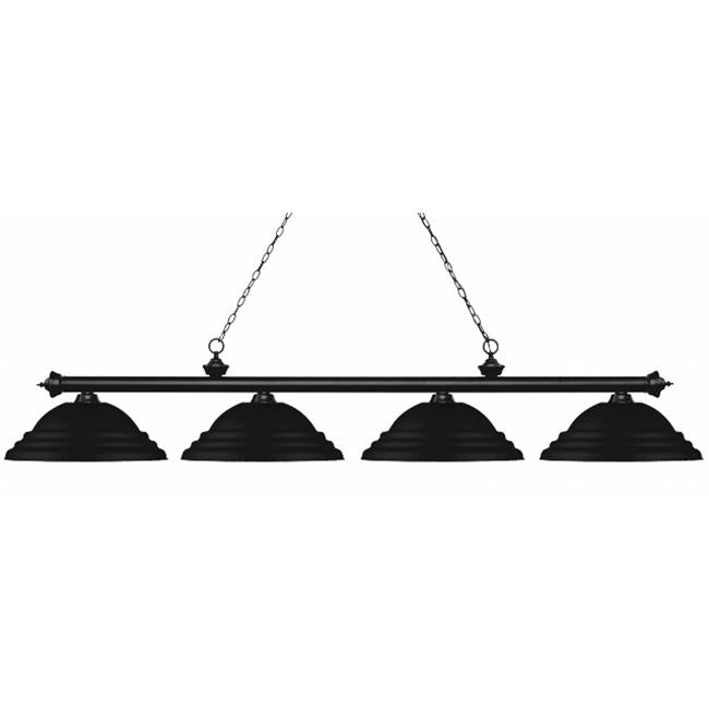 Zlite 200-4MB-SMB 4 Light Island&#44; Billiard Light With Stepped Matte Black Metal Shades